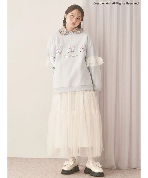 merry jenny（メリージェニー）の「【Esther Bunny×merry jenny】ぷくぷくハート裏起毛トップス（スウェット・レディース・オフホワイト/ライトブルー/ピンク・FREE）」の9枚目の写真