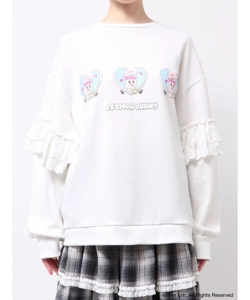 merry jenny（メリージェニー）の「【Esther Bunny×merry jenny】ぷくぷくハート裏起毛トップス（スウェット・レディース・オフホワイト/ライトブルー/ピンク・FREE）」の12枚目の写真
