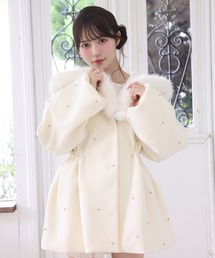 one after another NICE CLAUP(ワンアフターアナザーナイスクラップ)のビジュー付き女の子コート(ノーカラーコート)