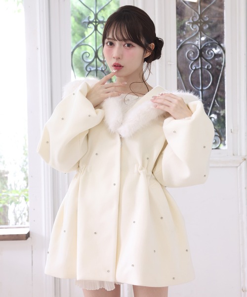 セール】ビジュー付き女の子コート（その他アウター）｜one after