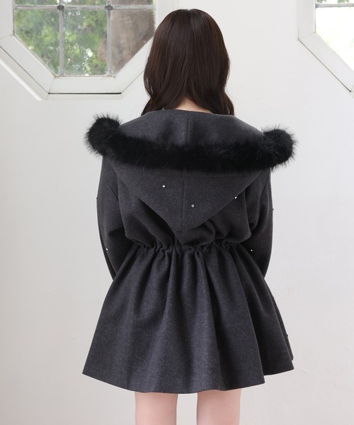 ナイスクラップ ビジュー付き女の子コート セール】ビジュー付き女の子コート（ノーカラーコート）｜one after