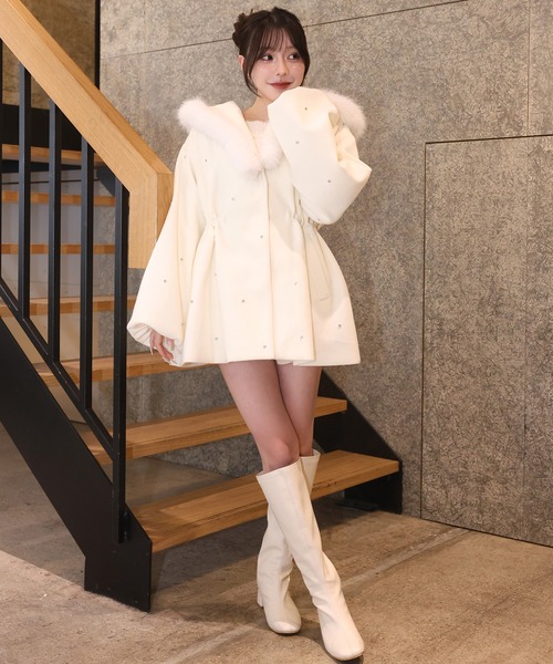 ナイスクラップ ビジュー付き女の子コート one after another NICE CLAUP コート アウター 「今すぐお届け可能