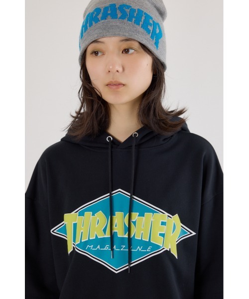 RODEO CROWNS WIDE BOWL（ロデオクラウンズワイドボウル）の「THRASHER レイヤードスウェットパーカー（パーカー・レディース・ブラック/ブルー/グレー×ホワイト・MEDIUM/LARGE）」の18枚目の写真