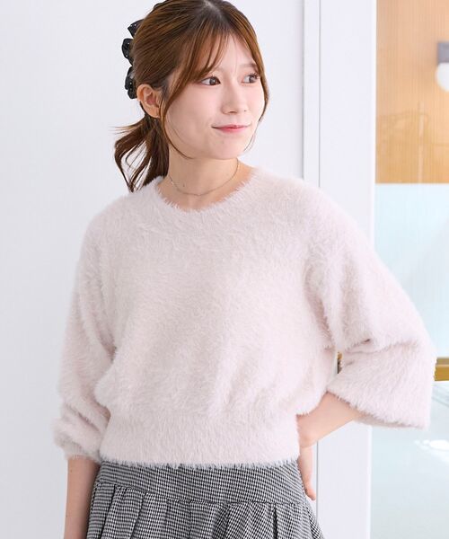 MAJESTIC LEGON(マジェスティックレゴン)の「バックリボンシャギーニット(ニット/セーター・レディース・アイボリー/ピンク/レッド/ラベンダー/チャコールグレー・MEDIUM)」の16枚目の写真