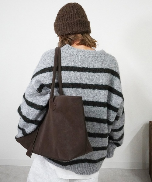 gossara（ゴサラ）の「ボーダールーズニット（ニット/セーター・レディース・グレー/チャコールグレー/アイボリー・FREE）」の17枚目の写真
