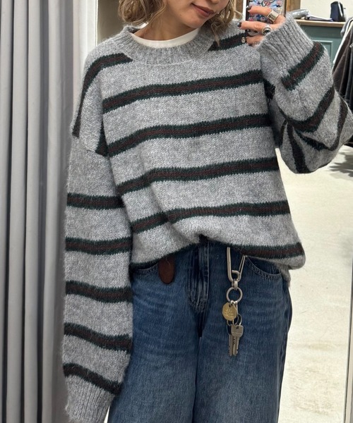 gossara（ゴサラ）の「ボーダールーズニット（ニット/セーター・レディース・グレー/チャコールグレー/アイボリー・FREE）」の18枚目の写真