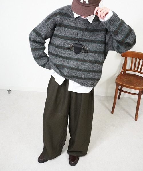 gossara（ゴサラ）の「ボーダールーズニット（ニット/セーター・レディース・グレー/チャコールグレー/アイボリー・FREE）」の10枚目の写真