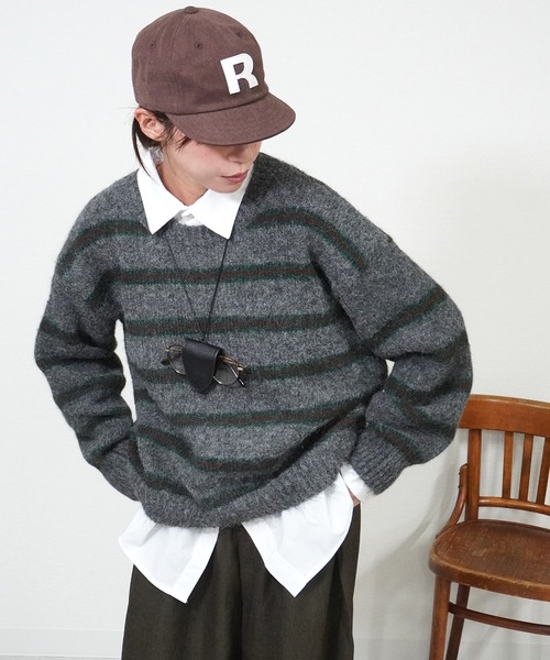 gossara（ゴサラ）の「ボーダールーズニット（ニット/セーター・レディース・グレー/チャコールグレー/アイボリー・FREE）」の9枚目の写真