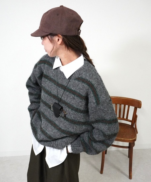 gossara（ゴサラ）の「ボーダールーズニット（ニット/セーター・レディース・グレー/チャコールグレー/アイボリー・FREE）」の11枚目の写真