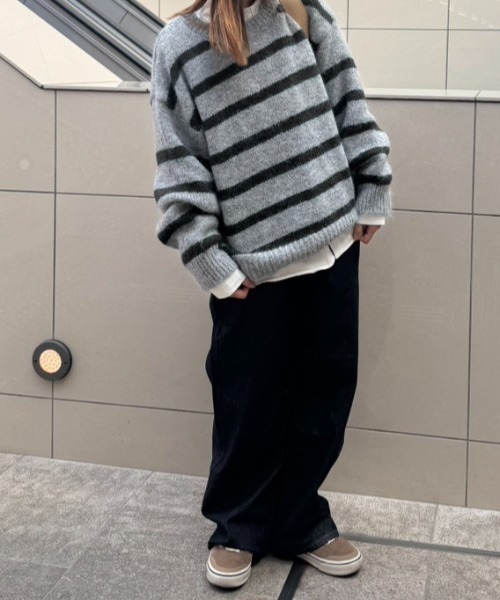 gossara（ゴサラ）の「ボーダールーズニット（ニット/セーター・レディース・グレー/チャコールグレー/アイボリー・FREE）」の21枚目の写真