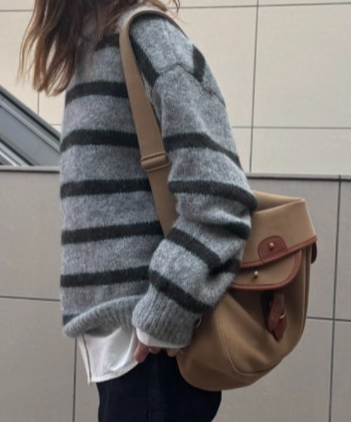 gossara（ゴサラ）の「ボーダールーズニット（ニット/セーター・レディース・グレー/チャコールグレー/アイボリー・FREE）」の22枚目の写真