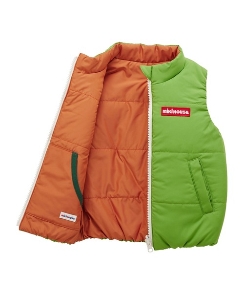 MIKI HOUSE（ミキハウス）の「【WEB限定】リバーシブルベスト（ベスト・キッズ・レッド/グリーン/パープル/ブラック/サックスブルー・80ｃｍ/90cm/100cm/110cm/120cm/130cm/140cm/150cm）」の2枚目の写真