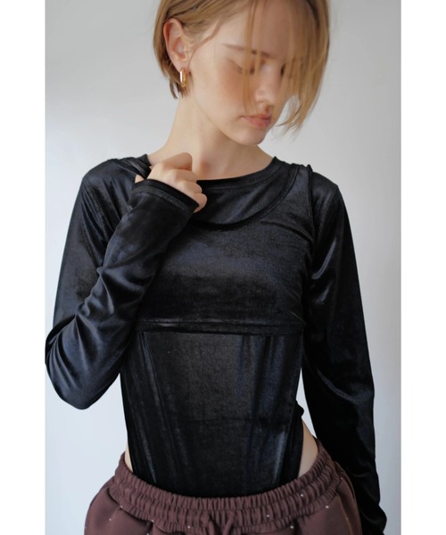 TRUNC（トランクエイティーエイト）の「Velour 2way Body Suits（Tシャツ/カットソー・レディース・ブラック/ブラウン・FREE）」の4枚目の写真