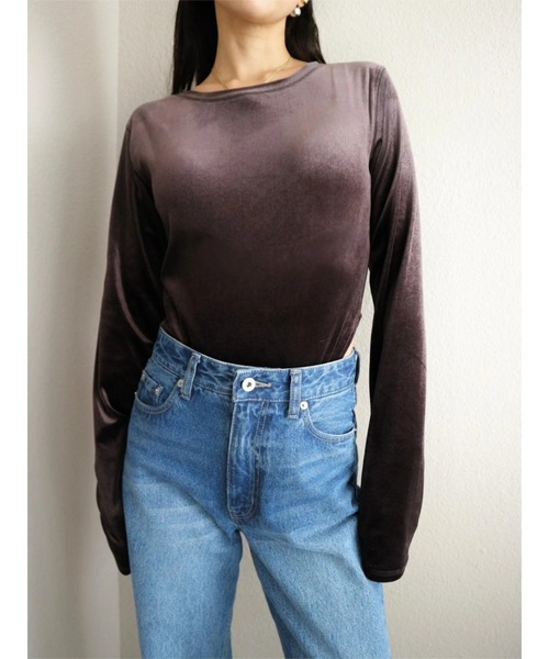 TRUNC（トランクエイティーエイト）の「Velour 2way Body Suits（Tシャツ/カットソー・レディース・ブラック/ブラウン・FREE）」の18枚目の写真