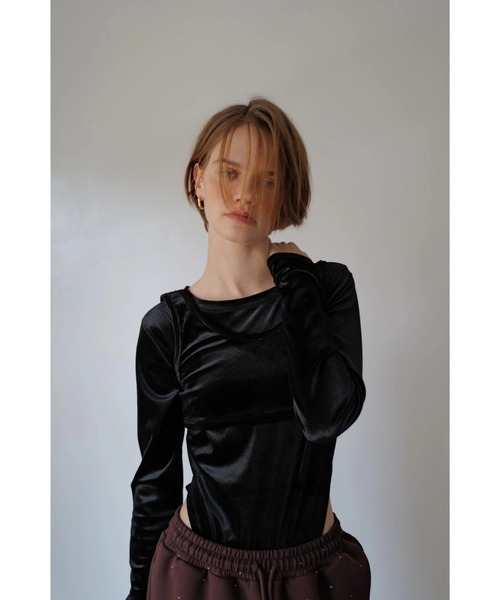 TRUNC（トランクエイティーエイト）の「Velour 2way Body Suits（Tシャツ/カットソー・レディース・ブラック/ブラウン・FREE）」の10枚目の写真