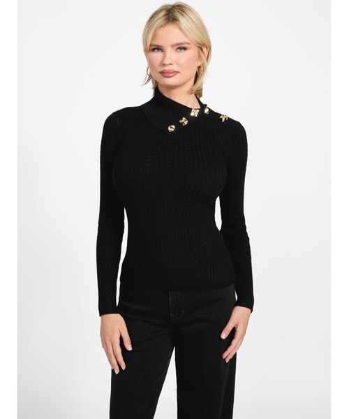 Long Sleeves Tn Prsicilla Cable Rib Sweater ニットトップス | GUESS