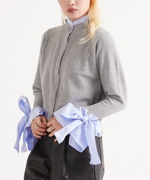 DIP IN CHOCOLATE（ディップインチョコレート）の「ウールライクリボンシャツカーディガン【DIP IN CHOCOLATE】（Tシャツ/カットソー）」