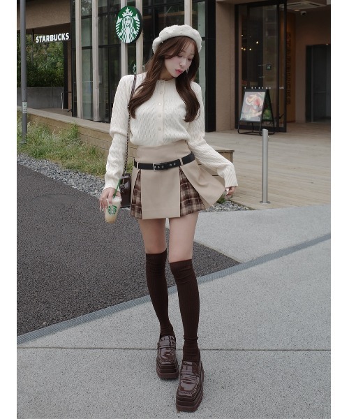 Darich チェックドッキングミニスカート S BEG 24時間以内発送 チェックドッキングミニスカート（スカート）｜Darich（ダーリッチ）の