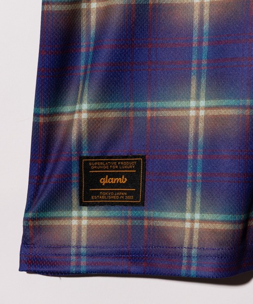 glamb(グラム)の「Tech Mesh Check Cutsew / テックメッシュチェックカットソー(Tシャツ/カットソー・メンズ・パープル/レッド・S/M/L)」の13枚目の写真