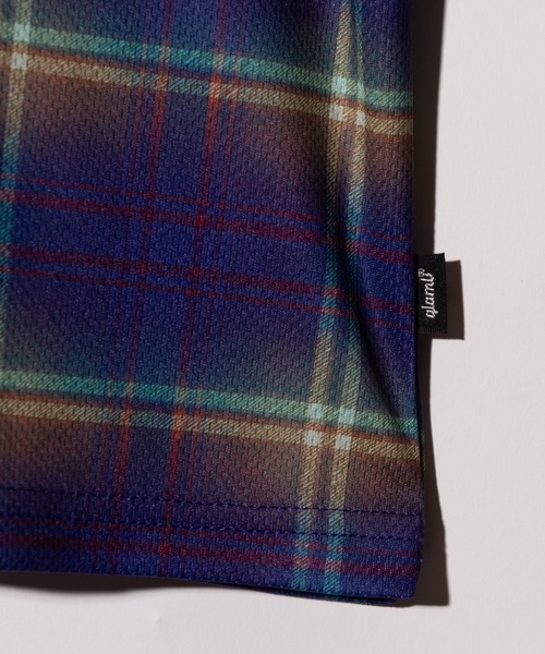 glamb(グラム)の「Tech Mesh Check Cutsew / テックメッシュチェックカットソー(Tシャツ/カットソー・メンズ・パープル/レッド・S/M/L)」の14枚目の写真