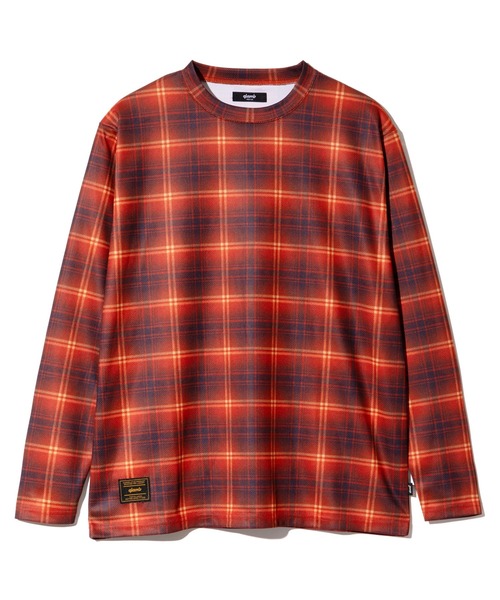 glamb(グラム)の「Tech Mesh Check Cutsew / テックメッシュチェックカットソー(Tシャツ/カットソー・メンズ・パープル/レッド・S/M/L)」の4枚目の写真