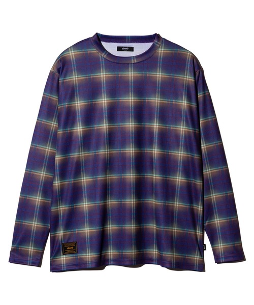 glamb(グラム)の「Tech Mesh Check Cutsew / テックメッシュチェックカットソー(Tシャツ/カットソー・メンズ・パープル/レッド・S/M/L)」の5枚目の写真