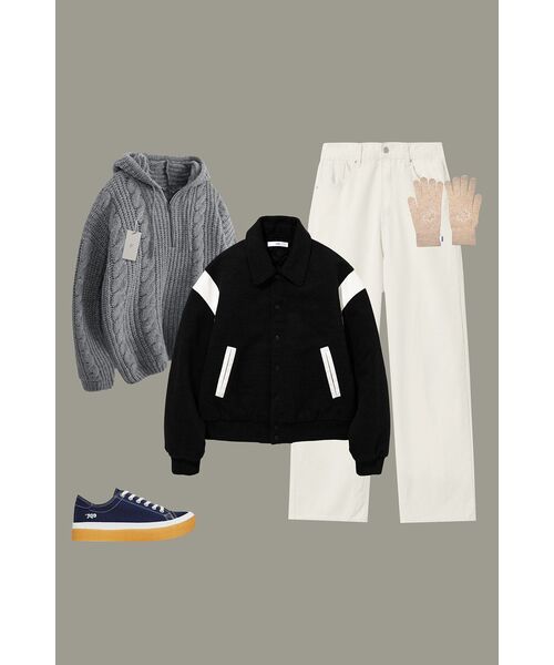 MOOD INSIDE(ムードインサイド)の「グレーのねじりフードハーフジップニット(ニット/セーター・レディース・その他・LARGE/MEDIUM)」の2枚目の写真