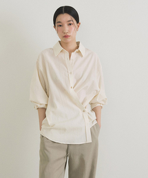 LINGSEOUL（リングソウル）の「stripe side button wrap shirt-cream（シャツ/ブラウス）」