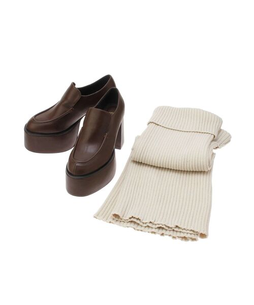 EVRIS（エヴリス）の「レッグウォーマーセットチャンキーヒールローファー（ブーツ・レディース・ブラック/ブラウン・MEDIUM/LARGE/SMALL）」の3枚目の写真