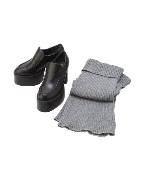 EVRIS（エヴリス）の「レッグウォーマーセットチャンキーヒールローファー（ブーツ・レディース・ブラック/ブラウン・MEDIUM/LARGE/SMALL）」の4枚目の写真