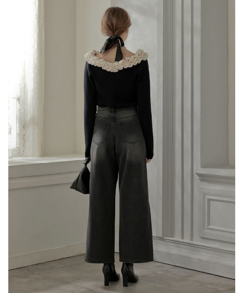 MEISM（ミズム）の「[2025-26 WINTER COLLECTION][MEISM by Re:EDIT]フリルVネックニットトップス（ニット/セーター・レディース・ブラック/ブラック系その他・MEDIUM/LARGE）」の10枚目の写真