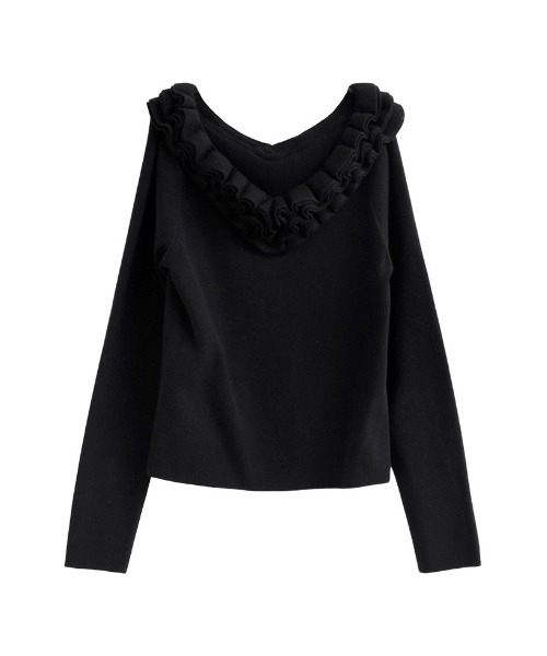 MEISM（ミズム）の「[2025-26 WINTER COLLECTION][MEISM by Re:EDIT]フリルVネックニットトップス（ニット/セーター・レディース・ブラック/ブラック系その他・MEDIUM/LARGE）」の14枚目の写真