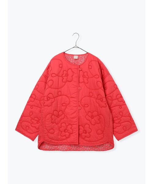 TSUHARU by Samansa Mos2(ツハルバイサマンサモスモス)の「コード刺繍フラワー柄裏地キルトジャケット(ノーカラージャケット・レディース・キナリ/レッド/ブラック・F)」の11枚目の写真