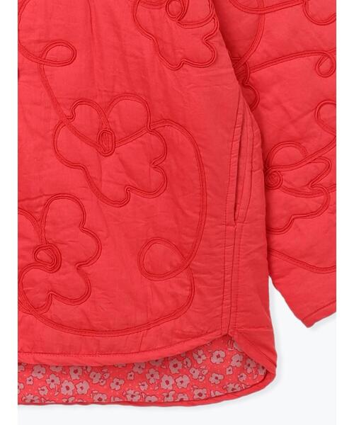 コード刺繍フラワー柄裏地キルトジャケット　ツハルジャケット セール】コード刺繍フラワー柄裏地キルトジャケット（ノーカラー