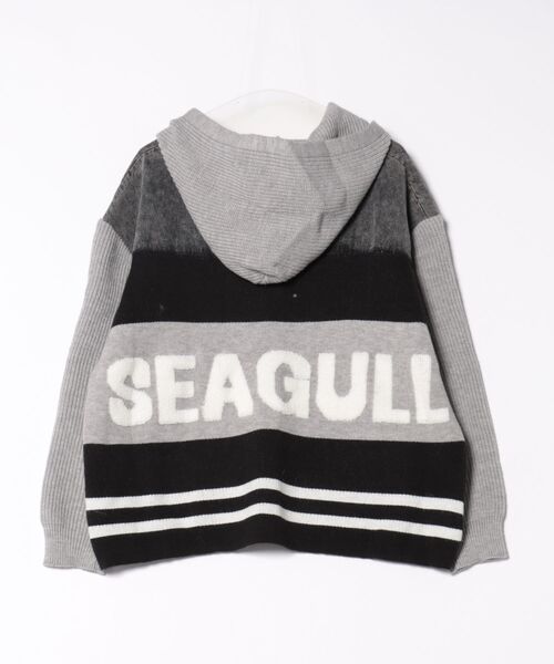 GORGE(ゴージ)の「《デニム切替×ロゴポケット》レディース ニットドッキング ジップパーカー ミドル丈 秋冬(デニムジャケット・レディース・グレー/アイボリー/ブラック・F)」の14枚目の写真
