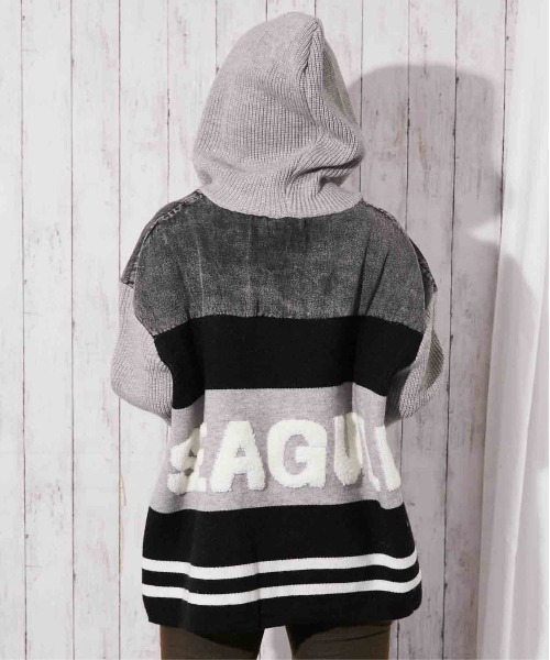 セール】《デニム切替×ロゴポケット》レディース ニットドッキング