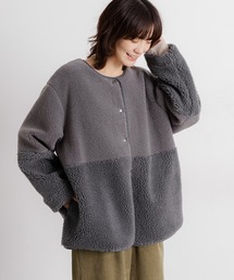 studio CLIP | ノーカラー配色ボアブルゾン(ブルゾン)