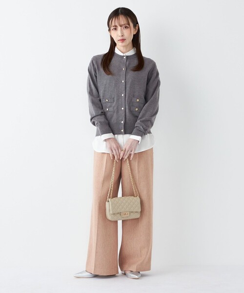 SHIPS Colors(シップス カラーズ)の「SHIPS Colors:〈手洗い可能〉カラー ミックス ツイード ボタン ワイドパンツ◇(その他パンツ・レディース・ベージュ/ライトグリーン/ピンク・SMALL/MEDIUM)」の11枚目の写真
