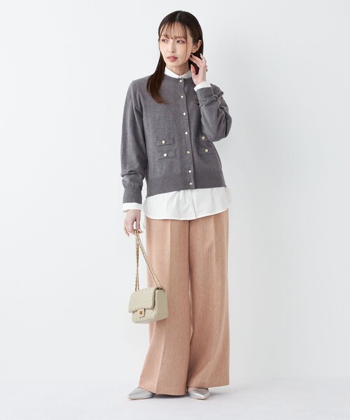 SHIPS Colors(シップス カラーズ)の「SHIPS Colors:〈手洗い可能〉カラー ミックス ツイード ボタン ワイドパンツ◇(その他パンツ・レディース・ベージュ/ライトグリーン/ピンク・SMALL/MEDIUM)」の12枚目の写真