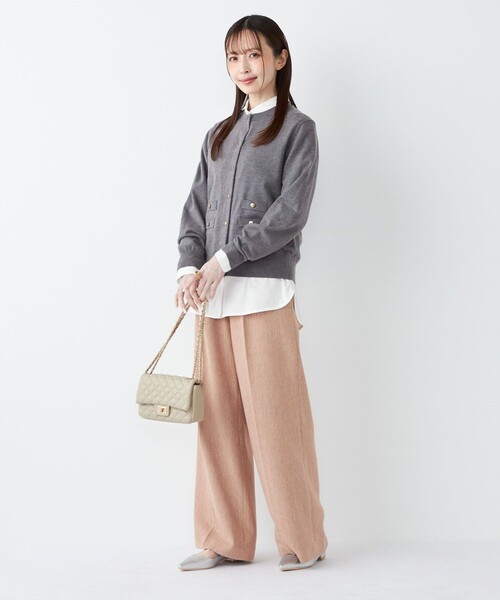 SHIPS Colors(シップス カラーズ)の「SHIPS Colors:〈手洗い可能〉カラー ミックス ツイード ボタン ワイドパンツ◇(その他パンツ・レディース・ベージュ/ライトグリーン/ピンク・SMALL/MEDIUM)」の13枚目の写真