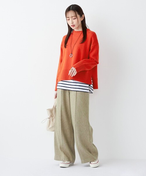 SHIPS Colors(シップス カラーズ)の「SHIPS Colors:〈手洗い可能〉カラー ミックス ツイード ボタン ワイドパンツ◇(その他パンツ・レディース・ベージュ/ライトグリーン/ピンク・SMALL/MEDIUM)」の6枚目の写真