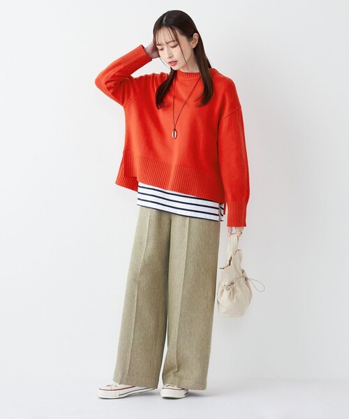 SHIPS Colors(シップス カラーズ)の「SHIPS Colors:〈手洗い可能〉カラー ミックス ツイード ボタン ワイドパンツ◇(その他パンツ・レディース・ベージュ/ライトグリーン/ピンク・SMALL/MEDIUM)」の7枚目の写真
