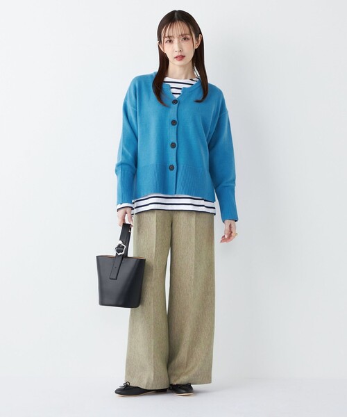 SHIPS Colors(シップス カラーズ)の「SHIPS Colors:〈手洗い可能〉カラー ミックス ツイード ボタン ワイドパンツ◇(その他パンツ・レディース・ベージュ/ライトグリーン/ピンク・SMALL/MEDIUM)」の8枚目の写真