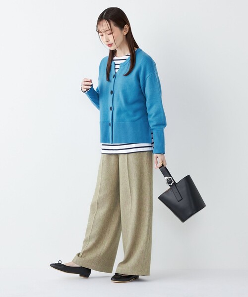 SHIPS Colors(シップス カラーズ)の「SHIPS Colors:〈手洗い可能〉カラー ミックス ツイード ボタン ワイドパンツ◇(その他パンツ・レディース・ベージュ/ライトグリーン/ピンク・SMALL/MEDIUM)」の9枚目の写真