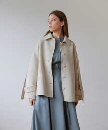 MODERNABLE（モダンエイブル）の「ベルトポイントハーフチェックハンドメイドコート - アイボリー（ダッフルコート）」
