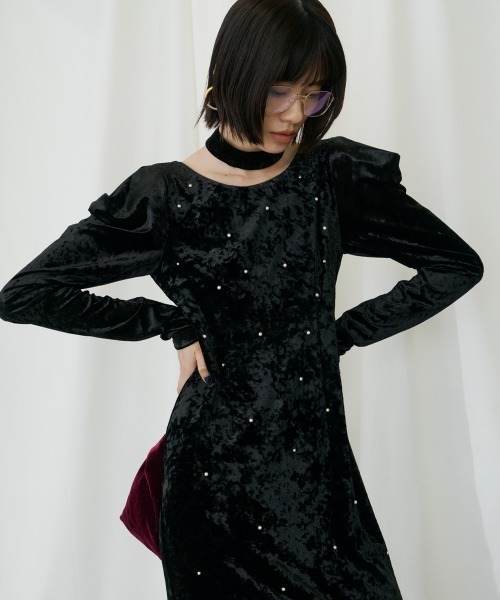 パールグロウベロアドレス / pearl glow velour dress（ドレス
