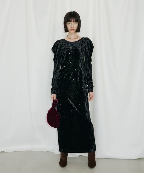 パールグロウベロアドレス / pearl glow velour dress（ドレス