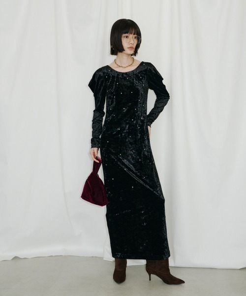 ANDRESD(アンドレスド)の「パールグロウベロアドレス / pearl glow velour dress(ドレス・レディース・ブラック/ブラウン・S/M/L)」の19枚目の写真