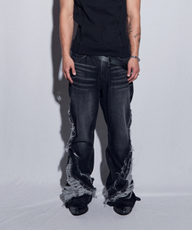 BLR（ビーエルアール）の「Destroyed Crush Double Line Washing Denim Pants (MEN)（デニムパンツ）」