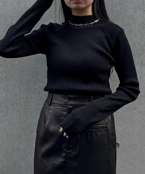 &g'aime(アンジェム)の「【&g'aime 】ラメアウトリンキングベーシックリブニット Lame Out-Linking Basic Rib Knit(ニット/セーター・レディース・ブラウン/ブラック/アイボリー・FREE)」の2枚目の写真